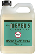 MRS. MEYERS Mrs. Meyer's 14163 Hand Soap Refill, Liquid, Colorless, Basil, 33 oz Jug