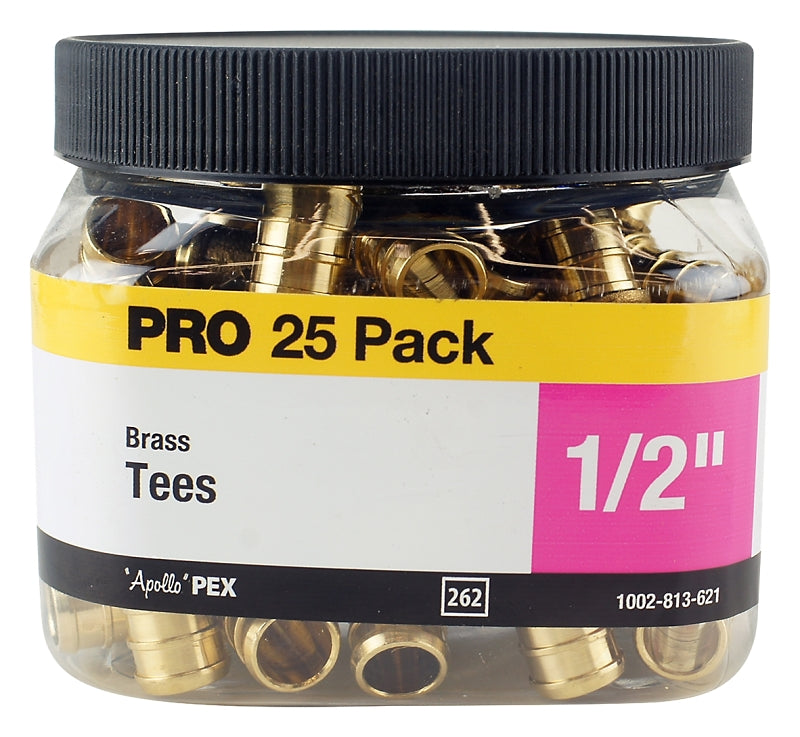 APOLLO Apollo APXT1225JR Pipe Tee, 1/2 in, Barb, PEX-B, Brass, 200 psi Pressure PLUMBING, HEATING & VENTILATION APOLLO