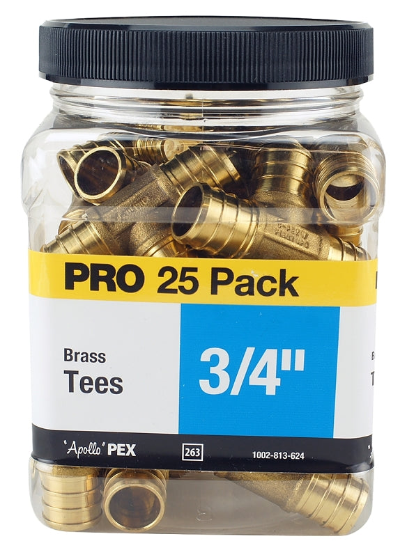 APOLLO Apollo APXT3425JR Pipe Tee, 3/4 in, Barb, PEX-B, Brass, 200 psi Pressure