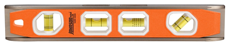 HULTAFORS Johnson 1435-1200 Torpedo Level, 12 in L, 4-Vial, Aluminum, Black ELECTRICAL HULTAFORS