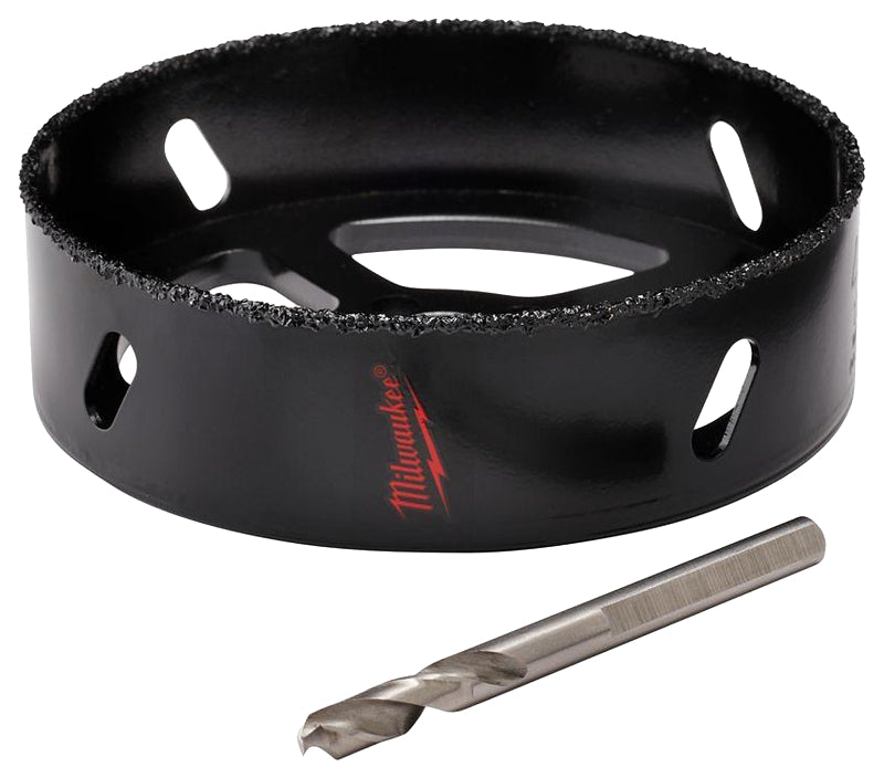 MILWAUKEE Milwaukee 49-56-0300 Hole Saw, 4-3/8 in Dia, 1 in D Cutting, 5/8-18 Arbor, Carbide Cutting Edge TOOLS MILWAUKEE