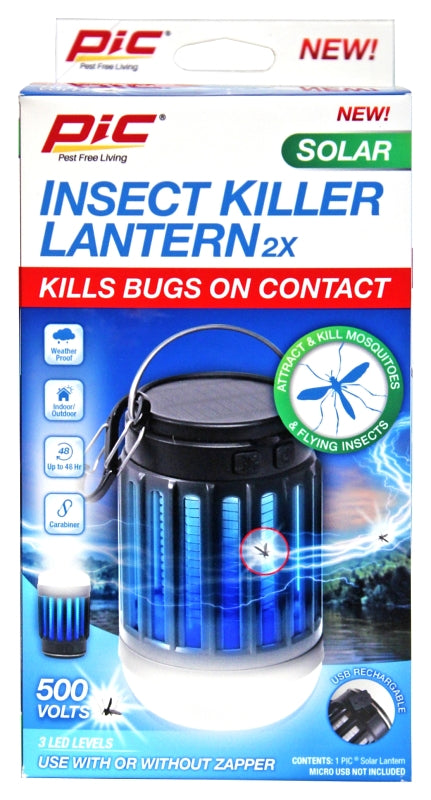 PIC PIC SOLAR-PLZ 2-in-1 Insect Killer Lantern, Solar Battery