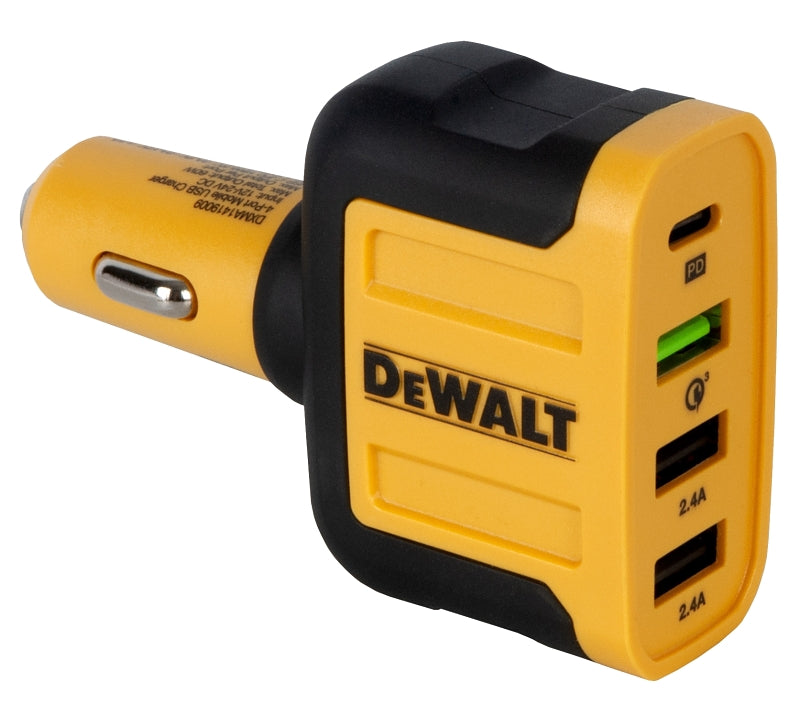 DEWALT DEWALT 141 9009 DW2 USB Charger, Black/Yellow, For: Android and iOS Devices, 2.4 A Charge, 30 min Charge