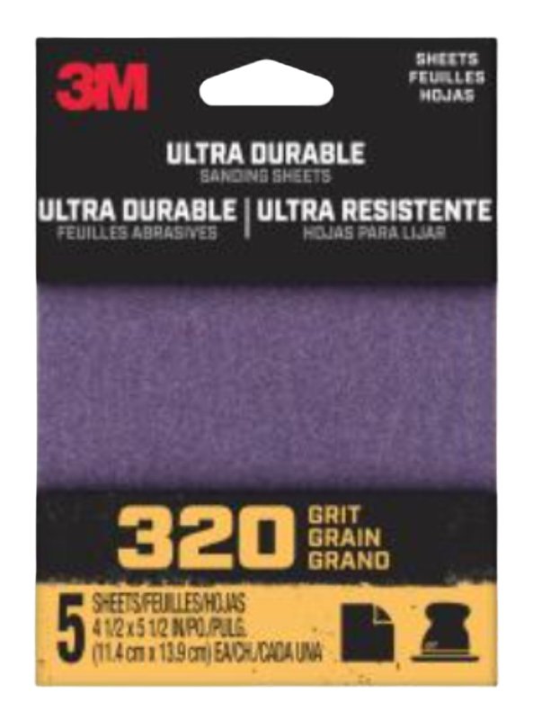 3M 3M 27365 Sandpaper Sheet, 3 in W, 3 in L, 320 Grit, Medium, Aluminum Oxide/Ceramic Abrasive, Cloth Backing