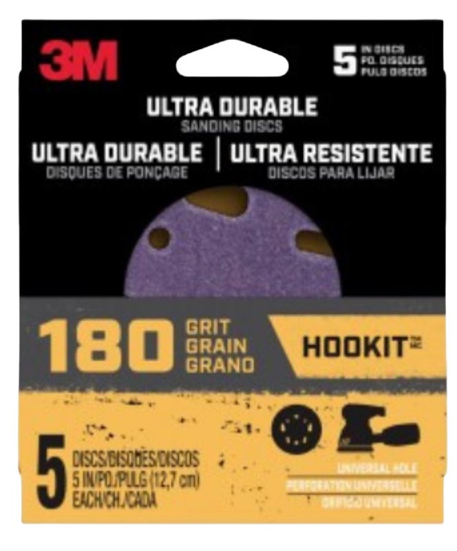 3M 3M 27257 Power Sanding Disc, 180 Grit, 5 in Dia