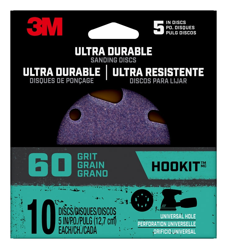 3M 3M 27313 Power Sanding Disc, 5 in Dia, 60 Grit, Coarse, Ceramic Abrasive, 5-Hole, 8-Hole PAINT 3M