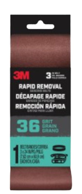 3M 3M 27393 Sanding Belt, 3 in W, 24 in L, 36 Grit, Aluminum Oxide Abrasive