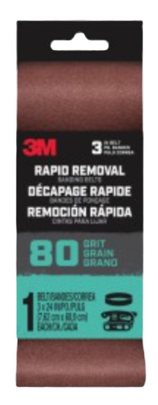3M 3M 27391 Sanding Belt, 3 in W, 24 in L, 80 Grit, Aluminum Oxide Abrasive