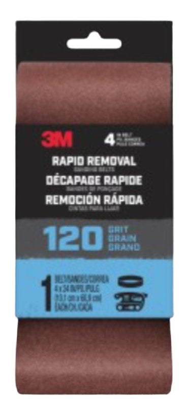 3M 3M 27390 Sanding Belt, 4 in W, 24 in L, 120 Grit, Aluminum Oxide Abrasive