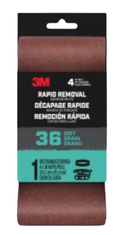 3M 3M 27382 Sanding Belt, 4 in W, 36 in L, 36 Grit, Aluminum Oxide Abrasive TOOLS 3M