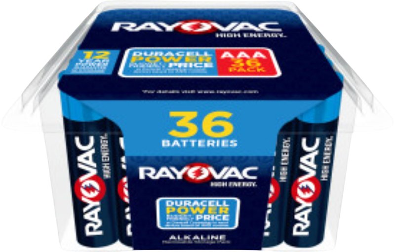ENERGIZER BATTERY Rayovac 824-36PPK Battery, 1.5 V Battery, 1100 mAh, AAA Battery, Alkaline, 36/PK