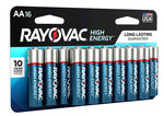 ENERGIZER BATTERY Rayovac 815-16LTK Battery, 1.5 V Battery, 3000 mAh, AA Battery, Alkaline ELECTRICAL ENERGIZER BATTERY