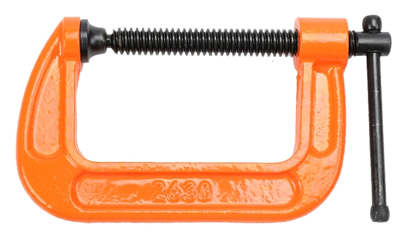 PONY Pony 2630 Classic C-Clamp, 800 lb Clamping, 3 in Max Opening Size, 2 in D Throat, Ductile Iron Body, Orange Body