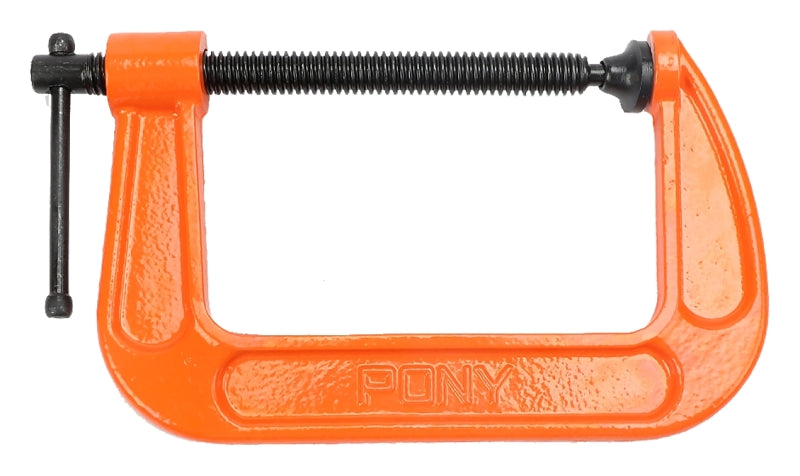 PONY Pony 2650 Light-Duty C-Clamp, 1300 lb Clamping, 5 in Max Opening Size, 3 in D Throat, Cast Iron Body, Black Body