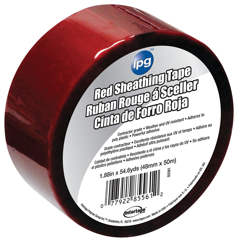 INTERTAPE POLYMER IPG 5561USR Sheathing Tape, 50 m L, 48 mm W, Polypropylene Backing, Red, 0.076 mm Thickness