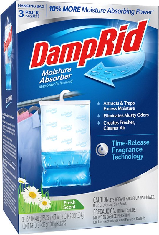 DAMPRID DampRid FG83FSSB Hanging Moisture Absorber, 15.4 oz Box, Solid, Fresh, Odorless