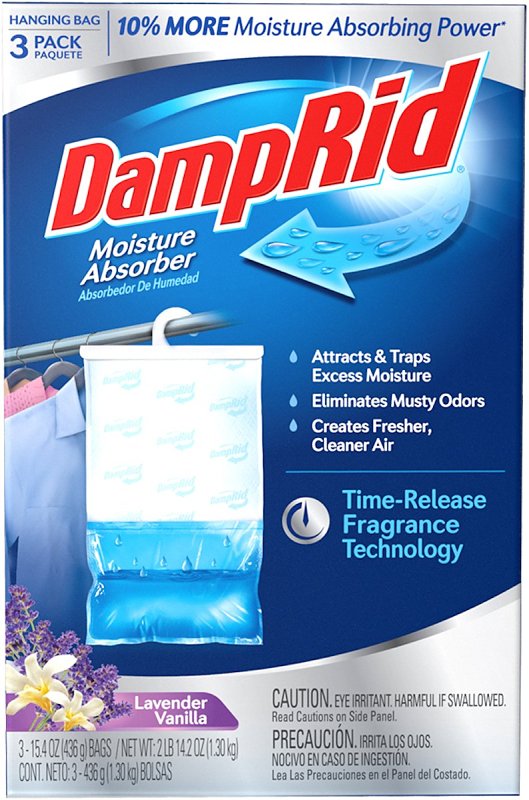 DAMPRID DampRid FG83LV Moisture Absorber, 14 oz, Pellet, Lavender Vanilla