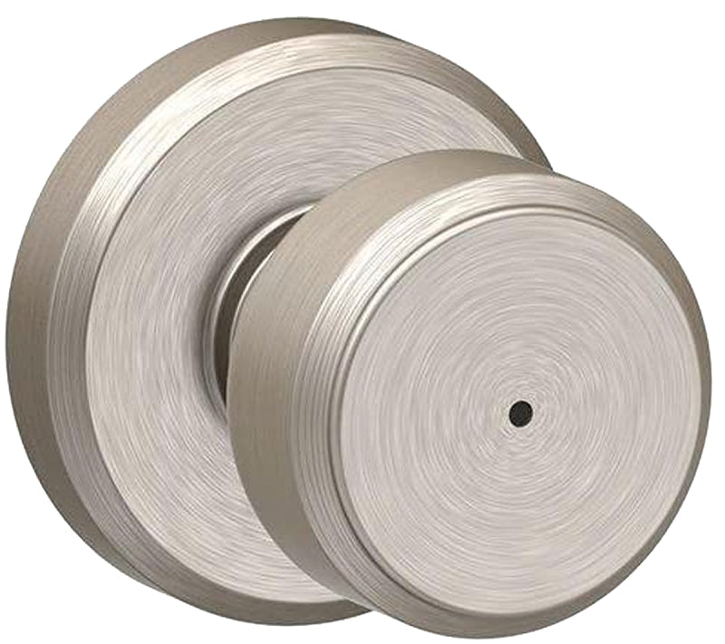 SCHLAGE LOCK Schlage F Series F40VBWE619 Passage Knob, Metal, Satin Nickel, 2-3/8, 2-3/4 in Backset, 1-3/8 to 1-3/4 in Thick Door