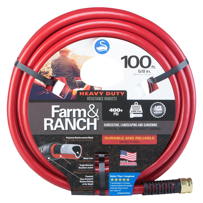 LAWN & GARDEN LLC Swan SNFR58100 Garden Hose, 5/8 in, 100 ft L, Female x Male, Polyester, Red HOUSEWARES LAWN & GARDEN LLC