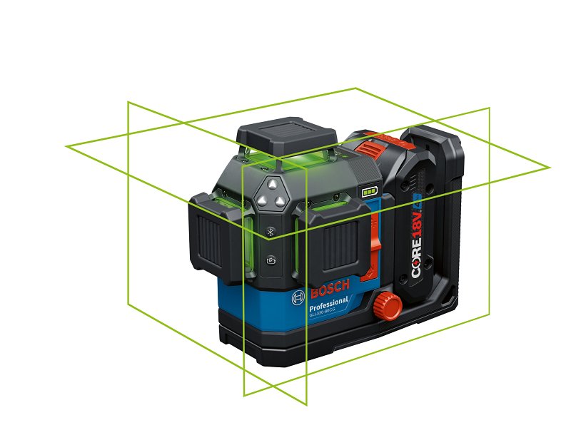 S-B POWER TOOL Bosch GLL330-80CGL Three-Plane Leveling and Alignment Laser, 115 ft without Receiver, 400 ft with Receiver, Green Laser