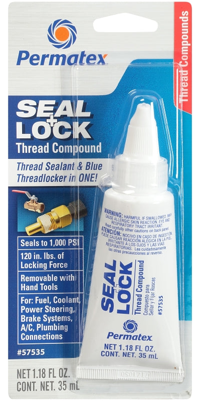 PERMATEX Permatex 57535 Seal and Lock Thread Compound, 1.18 fl-oz, Liquid, Dark Violet AUTOMOTIVE PERMATEX