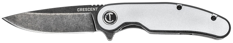 CRESCENT Crescent CPK325A Pocket Knife, 3-1/4 in L Blade, 1 in W Blade, D2 Steel Blade, Straight, Ergonomic Handle, Silver Handle ELECTRICAL CRESCENT