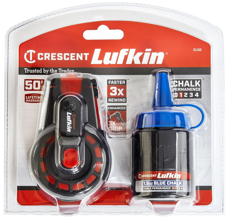 LUFKIN Crescent Lufkin CL50 Compact Chalk Reel, 50 ft L Line, Gear Rewind, 3:1 Gear Ratio TOOLS LUFKIN