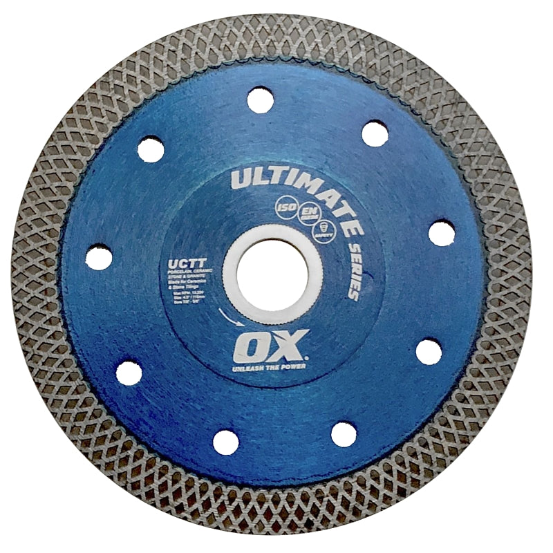 OX GROUP USA OX ULTIMATE UCTT OX-UCTT-4.5 Blade, 4-1/2 in Dia, 7/8 to 5/8 in Arbor, Segmented, Super Thin Turbo Rim TOOLS OX GROUP USA   