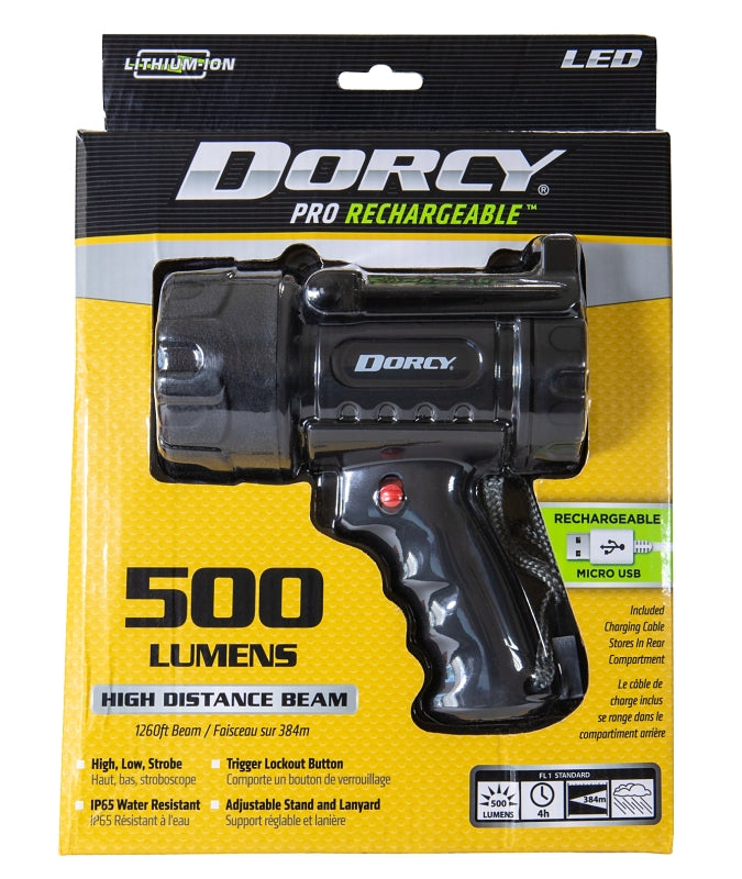 DORCY Dorcy 41-1031 Rechargeable Spotlight, LED Lamp, 500 Lumens Lumens, Black Fixture ELECTRICAL DORCY