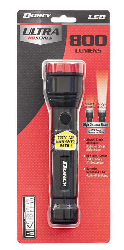 DORCY Dorcy Ultra HD Series 41-4331 Flashlight, AA Battery, 425 Lumens Lumens, 328 m Beam Distance, 75 min Run Time, Black ELECTRICAL DORCY