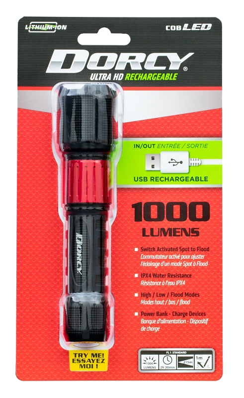 DORCY Dorcy Ultra Series 41-4358 Rechargeable Flashlight with Power Bank, 2000 mAh, Lithium-Ion Battery, LED Lamp, 1000 Lumens ELECTRICAL DORCY