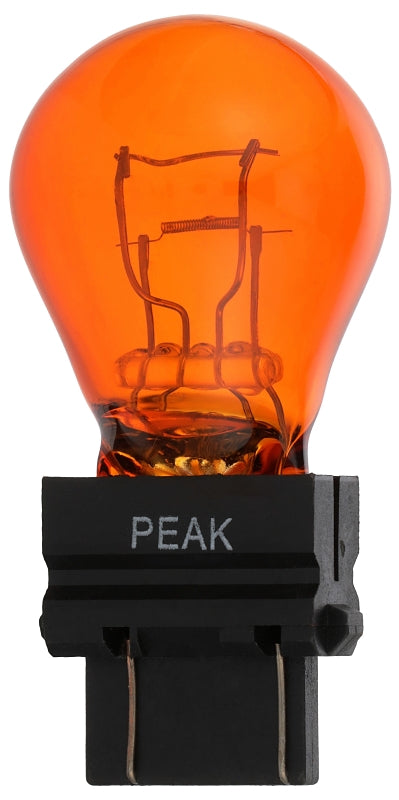 EIKO Peak 3457NALL-BPP Miniature Automotive Bulb, Halogen Lamp, Wedge, Amber/Red