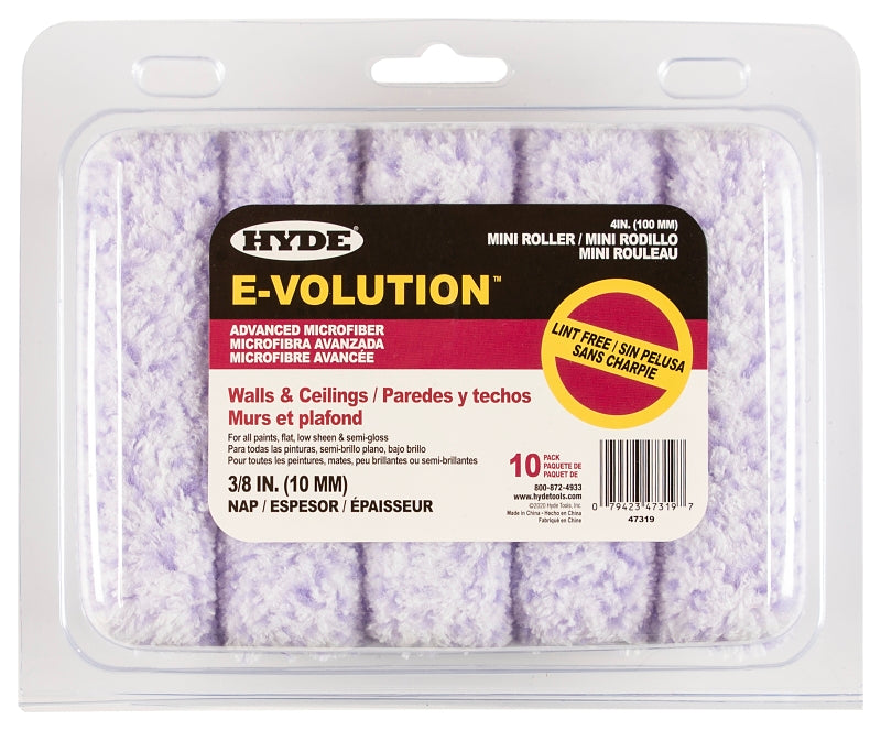 HYDE Hyde 47319 Mini Roller Cover, 3/8 in Thick Nap, 4 in L, 10/PK PAINT HYDE