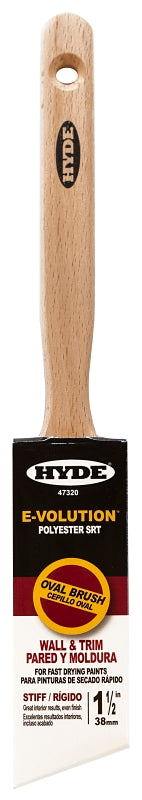 HYDE Hyde 47320 Paint Brush, Oval, Stiff Brush, 1-1/2 in L Bristle, Polyester Bristle, 6/PK