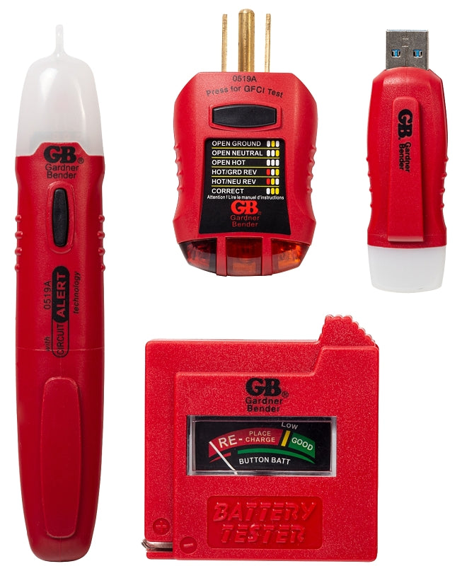 GB GB GK-5 Electrical Tester Kit, 4-Piece, Plastic, Red ELECTRICAL GB