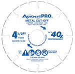 AVANTI PRO Avanti Pro PCW045CAR101F Cut-Off Wheel, 4-1/2 in Dia, 7/8 in Arbor, Carbide Abrasive TOOLS AVANTI PRO