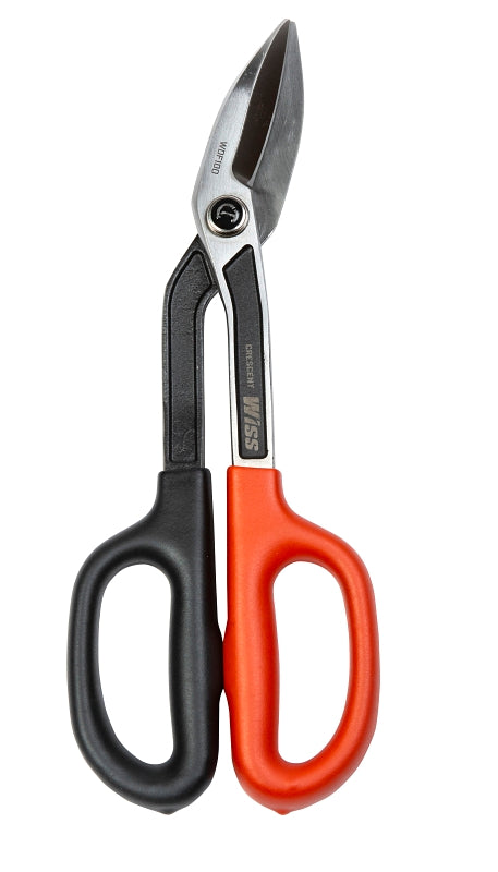 WISS Crescent Wiss WDF10O Tinner Snip, 11-1/4 in OAL, 2 in L Cut, Long, Straight Cut, Steel Blade, Black/Rawhide Handle TOOLS WISS