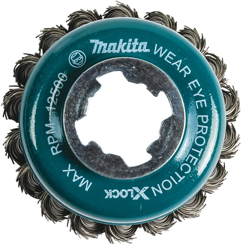 MAKITA Makita X-LOCK D-72621 Wire Cup Brush, 3-1/8 in Dia, Knot Bristle, 0.02 in Dia Bristle, Carbon Steel Bristle TOOLS MAKITA