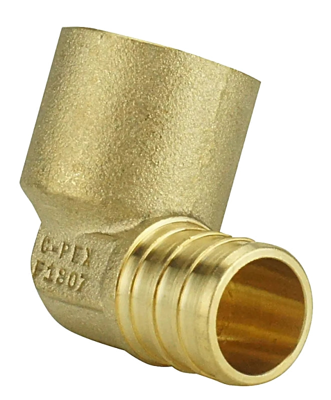 APOLLO Apollo APXFSE12 Pipe Elbow, 1/2 in, Barb x Female Copper Sweat, PEX-B, 90 deg Angle, Brass, 200 psi Pressure