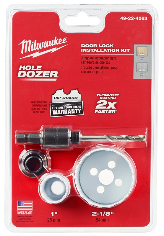 MILWAUKEE Milwaukee Hole Dozer 49-22-4063 Hole Saw Kit, 1-5/8 in D Cutting, 3/8 in Arbor, Steel Cutting Edge