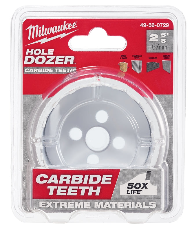 MILWAUKEE Milwaukee Hole Dozer 49-56-0729 Hole Saw, 2-5/8 in Dia, 1-5/8 in D Cutting, 4 TPI, Carbide Cutting Edge TOOLS MILWAUKEE