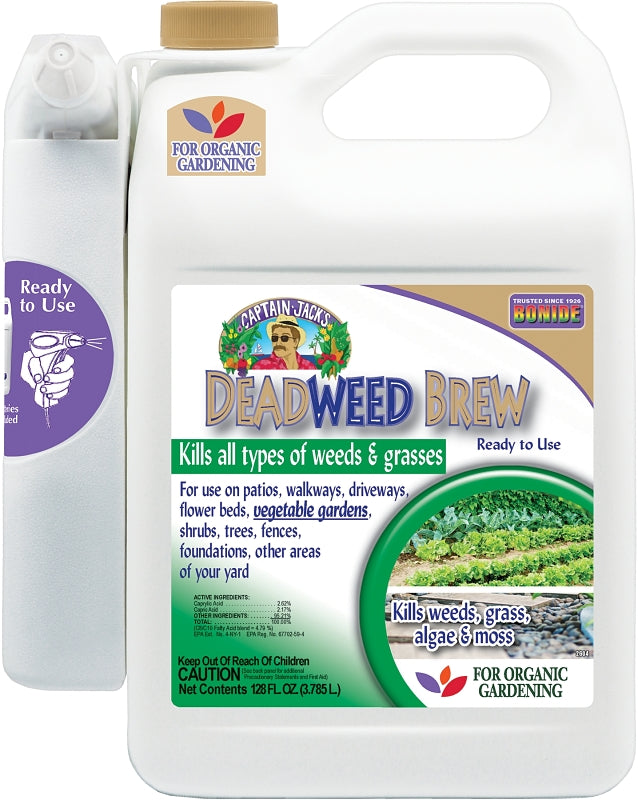 BONIDE Bonide Captain Jack's 2604 Ready-to-Use Deadweed Brew with Battery Powered Sprayer, Liquid, Clear/Yellow, 1 gal
