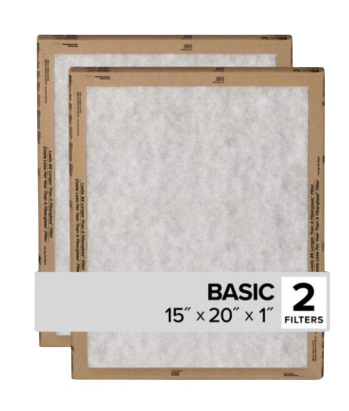 FILTRETE Filtrete FPL06-2PK-24 Air Filter, 20 in L, 15 in W, 2 MERV, For: Air Conditioner, Furnace and HVAC System