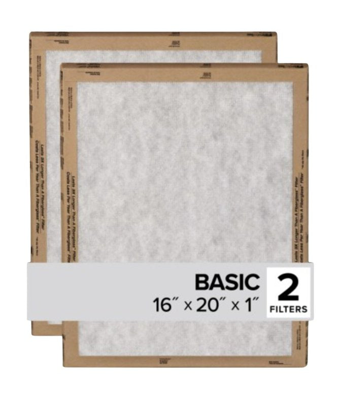 FILTRETE Filtrete FPL00-2PK-24 Air Filter, 20 in L, 16 in W, 2 MERV, For: Air Conditioner, Furnace and HVAC System