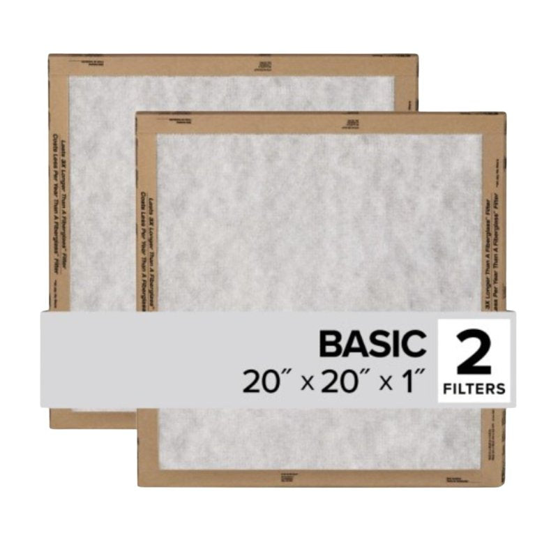 FILTRETE Filtrete FPL02-2PK-24 Air Filter, 20 in L, 20 in W, 2 MERV, For: Air Conditioner, Furnace and HVAC System