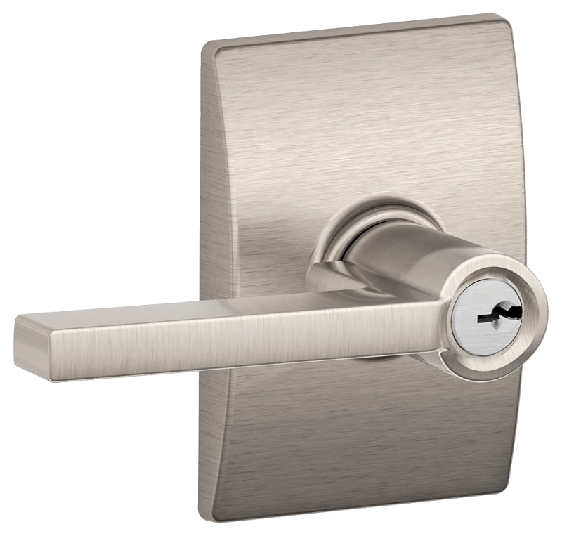 SCHLAGE LOCK Schlage Latitude Series F51A VLAT619CEN Entry Lever, Mechanical Lock, Satin Nickel, Metal, Residential, 2 Grade HARDWARE & FARM SUPPLIES SCHLAGE LOCK