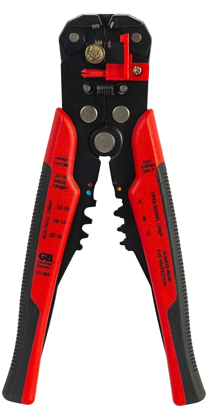 GB Gardner Bender GS-395 Adjustable Automatic Wire Stripper, 10-3/4 in OAL, 10 to 26 AWG Cutting Capacity, Comfort Handle