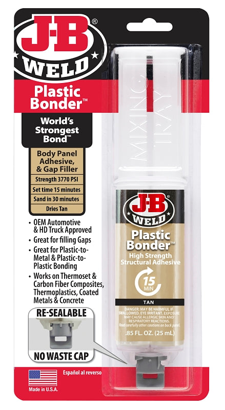 J-B WELD J-B Weld PLASTICBONDER 50133 Epoxy, Beige, Liquid, 25 mL