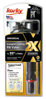KORKY Korky 2X Series 528XBP Toilet Fill Valve, Plastic/Rubber Body, Anti-Siphon: No PLUMBING, HEATING & VENTILATION KORKY