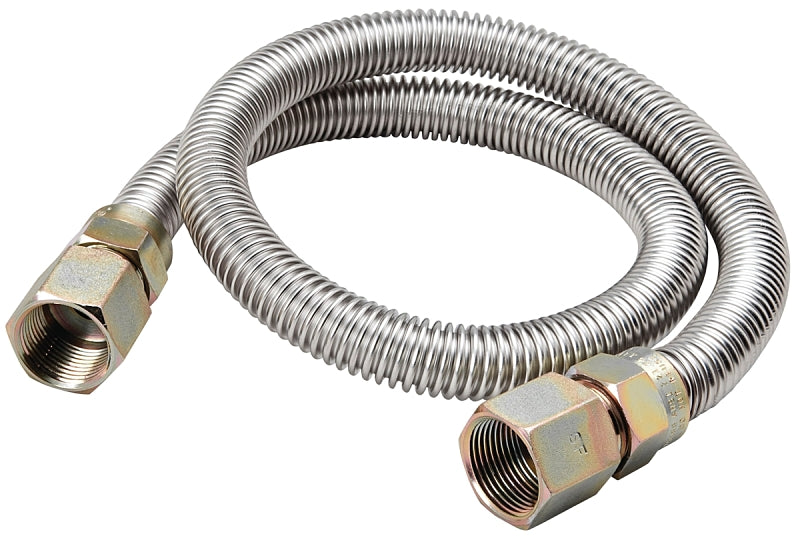 B & K INDUSTRIES B & K G012SS151548RP Gas Connector, 3/4 in, FIP, Stainless Steel, 48 in L, 5/8 in OD